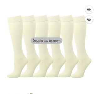Set Of 6 Pairs Falari Cream Colored Knee High Trouser Socks NWT